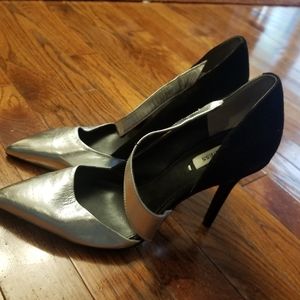 Brand new silver and black Guess high heels